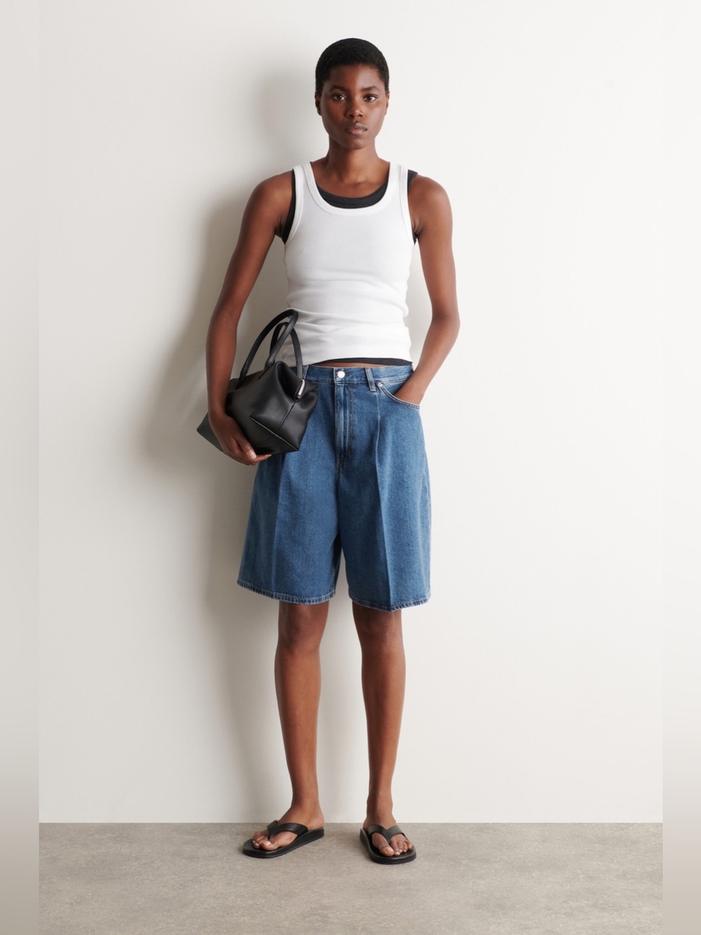 COS Wide Leg Denim Shorts Size 24